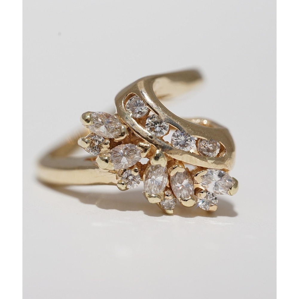 Vintage 14k Solid Yellow Gold High Quality Natural Diamond Ring - Channel Pave